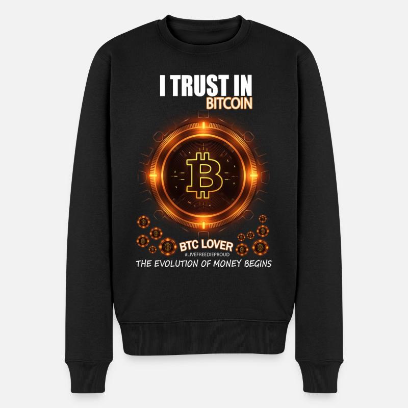 ICH VERTRAUE AUF BITCOIN BTC EVOLUTION DES GELDES - Männer Premium Bio Pullover - Schwarz