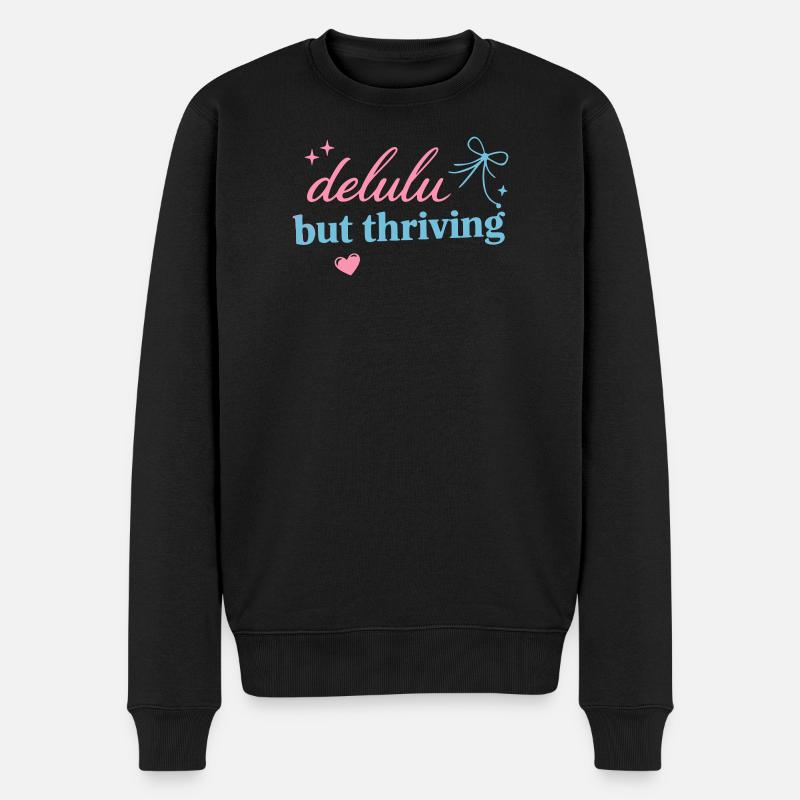 Delhu Thriving Script Logo - Männer Premium Bio Pullover - Schwarz