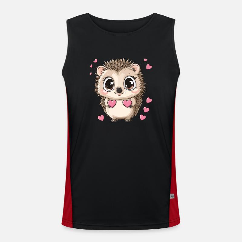 Hedgehog with hearts - Men's Functional Contrast Tank Top - black/red