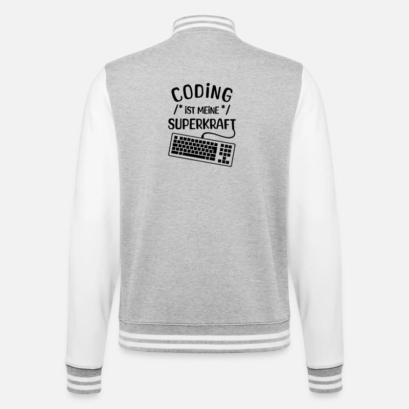 Computer Code Statement Developer Computerfreak - College-Sweatjacke - Grau meliert/Weiß