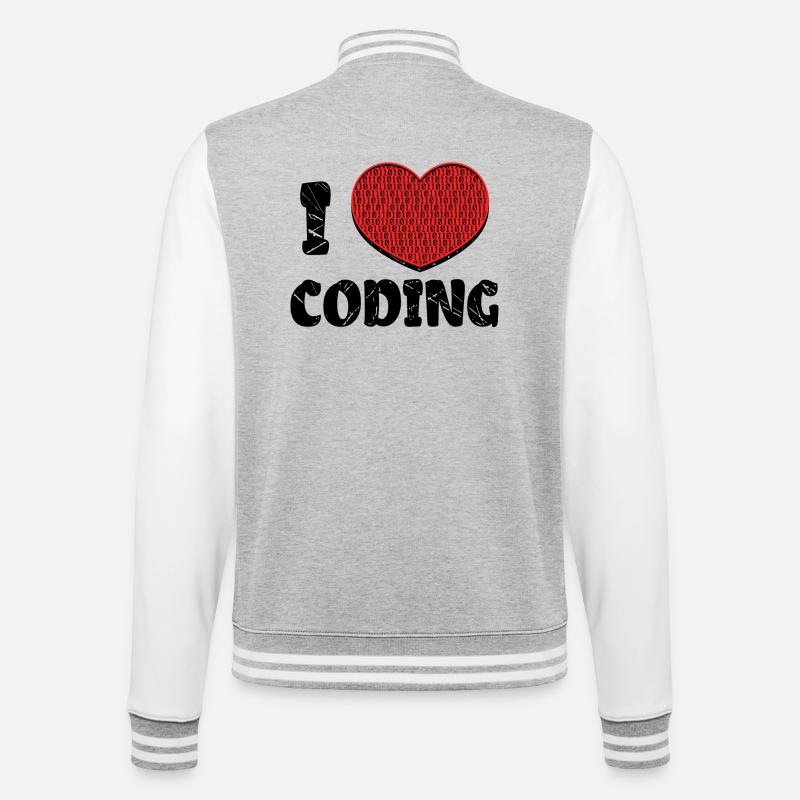 Code Developer Skripting Debug Herz Statement - College-Sweatjacke - Grau meliert/Weiß