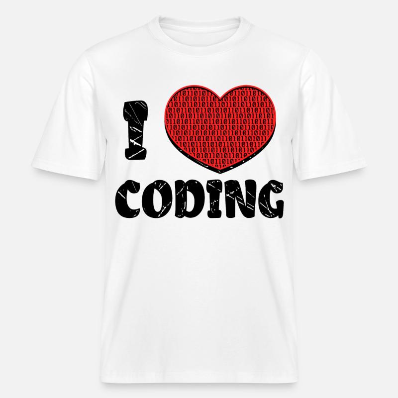 Code Developer Skripting Debug Herz Statement - RELAXED FIT Unisex Organic T-Shirt - Weiß
