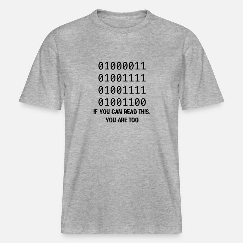Computer Binary Code Developers Gift - RELAXED FIT Unisex Organic T-Shirt - heather grey