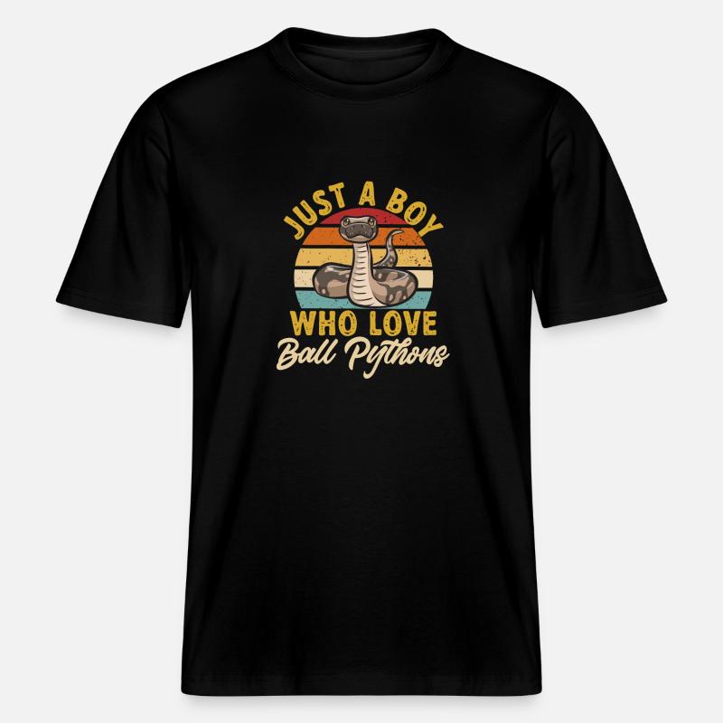 Ball Python Snake King Python - RELAXED FIT Unisex Organic T-Shirt - black