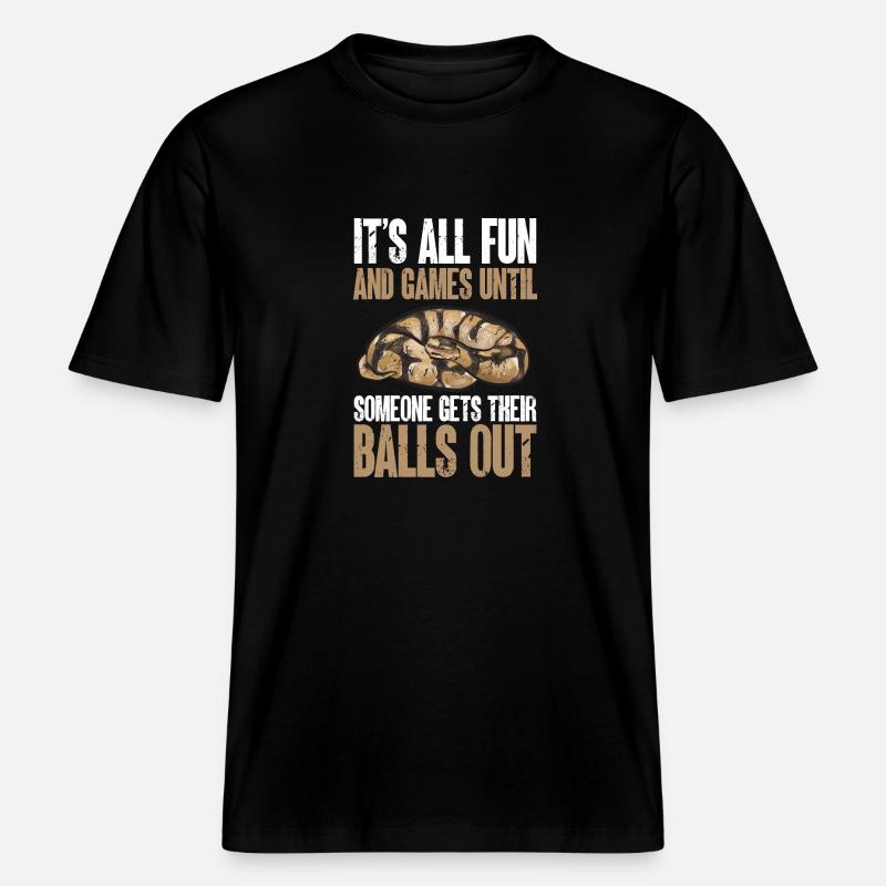 Ball Python Snake King Python - RELAXED FIT Unisex Organic T-Shirt - black