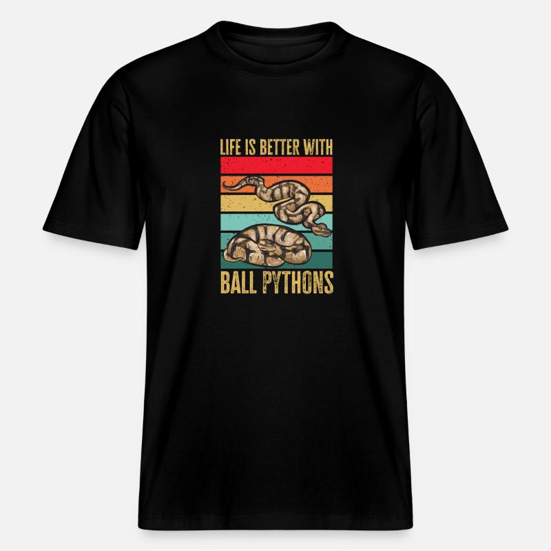 Ball Python Snake King Python - RELAXED FIT Unisex Organic T-Shirt - black