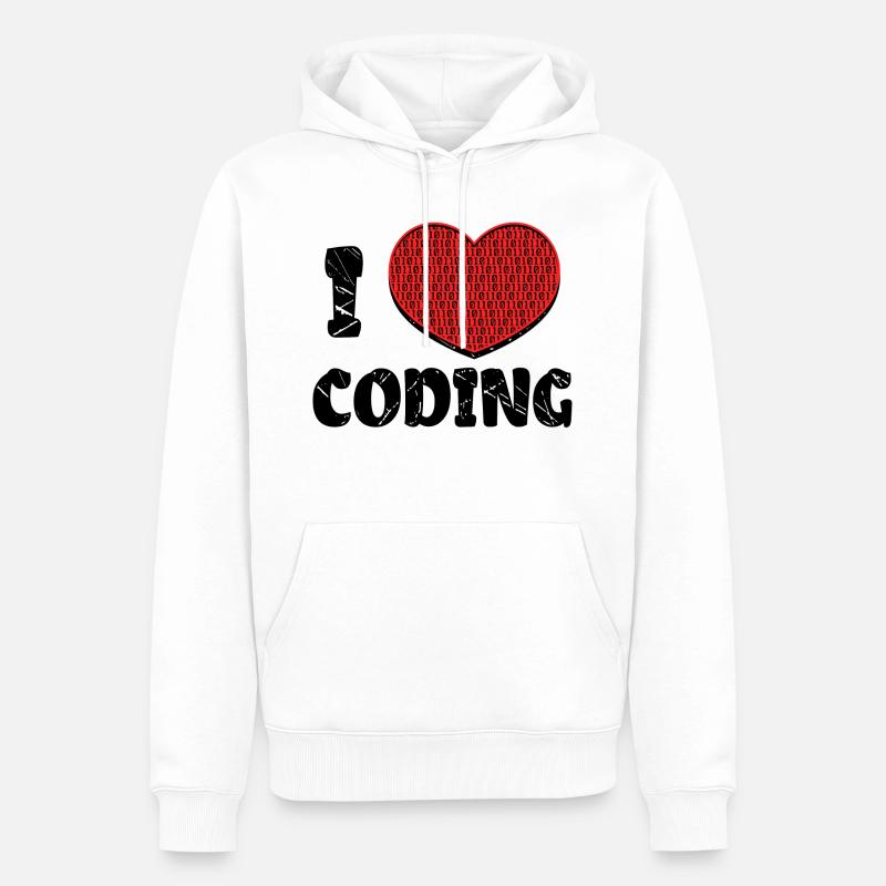 Code Developer Skripting Debug Herz Statement - Männer Premium Bio Hoodie - Weiß