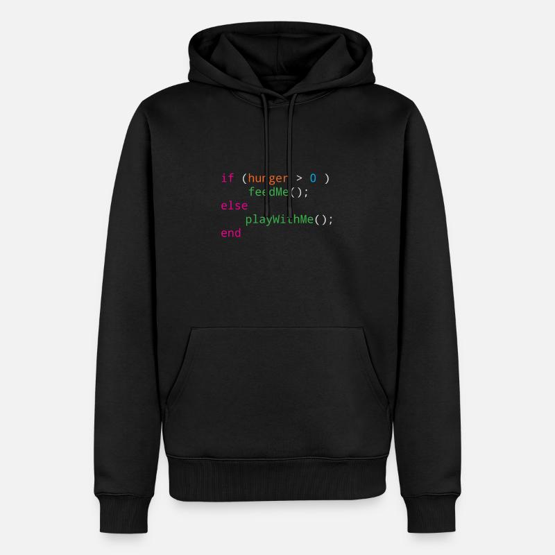 Programmierer Quellcode Hunger oder Spielen - Männer Premium Bio Hoodie - Schwarz