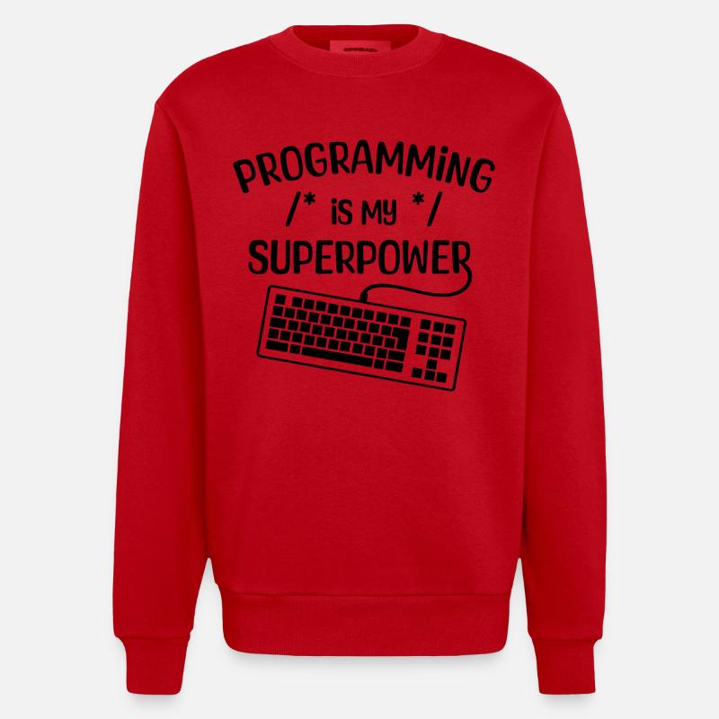 Computerfreak Statement Developer Programmierer - Heavyweight Oversized Organic Crew Neck Made in EU - Rot