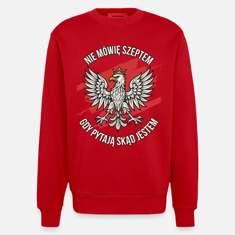 Polish Eagle Pride Statement Design - Heavyweight Oversized Organic Crew Neck Made in EU - Rot