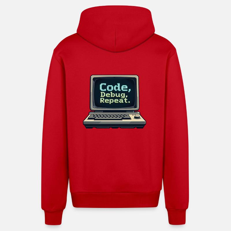 Code Debug Repeat - Software Engineer - Organic Relaxed Kapuzenjacke Made in EU - Rot