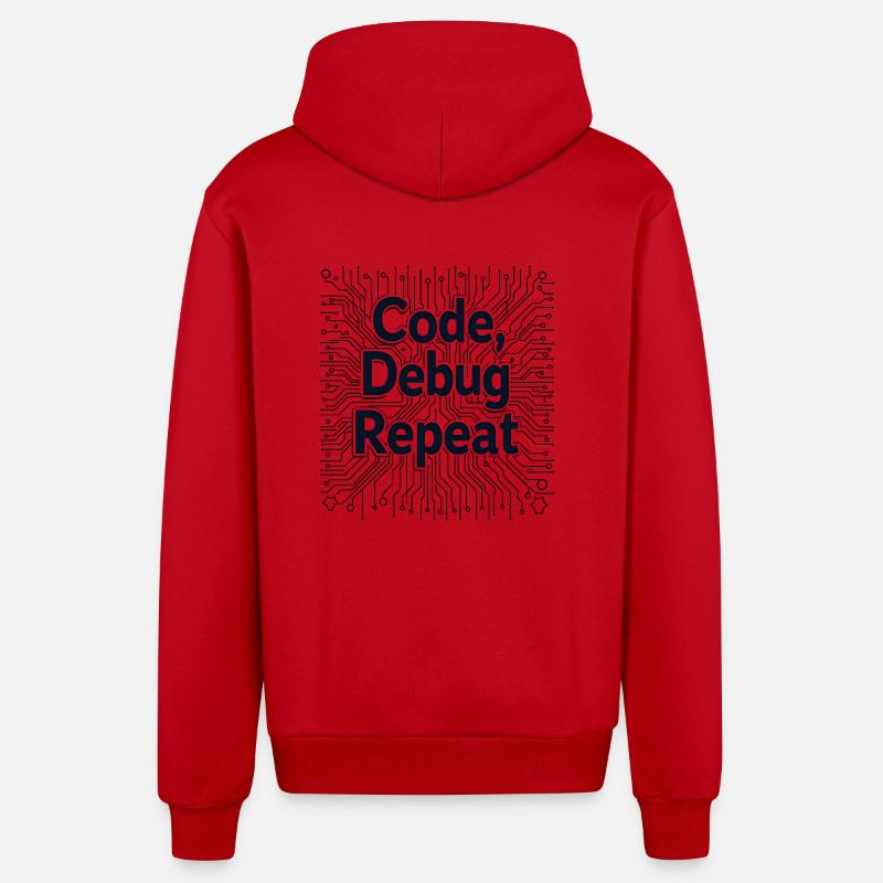 Code Debug Repeat - Software Engineer - Organic Relaxed Hooded Jacket Made in EU - red