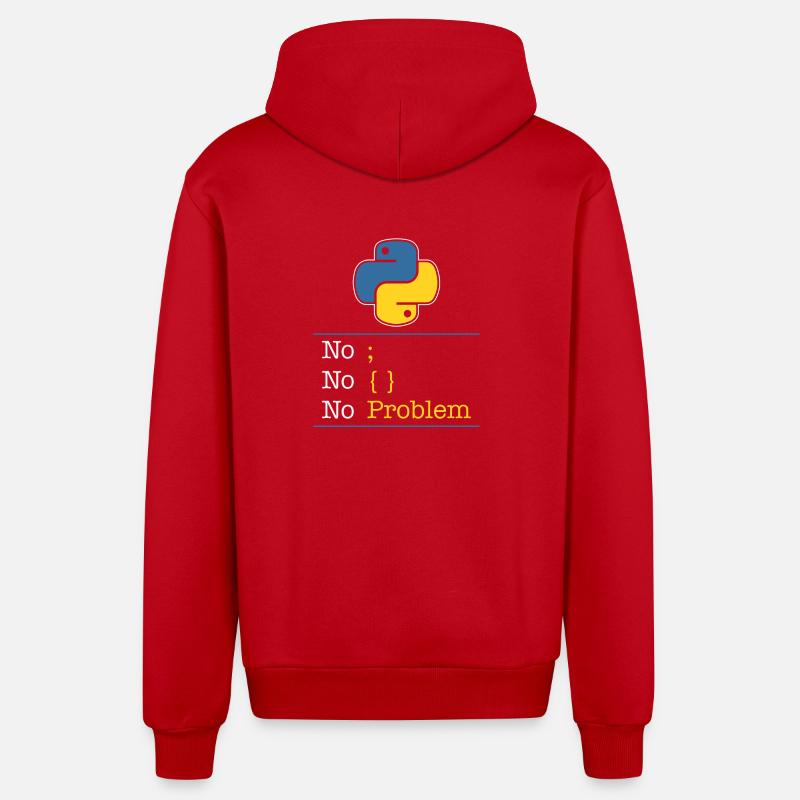 Python no problem - Organic Relaxed Hooded Jacket Made in EU - red