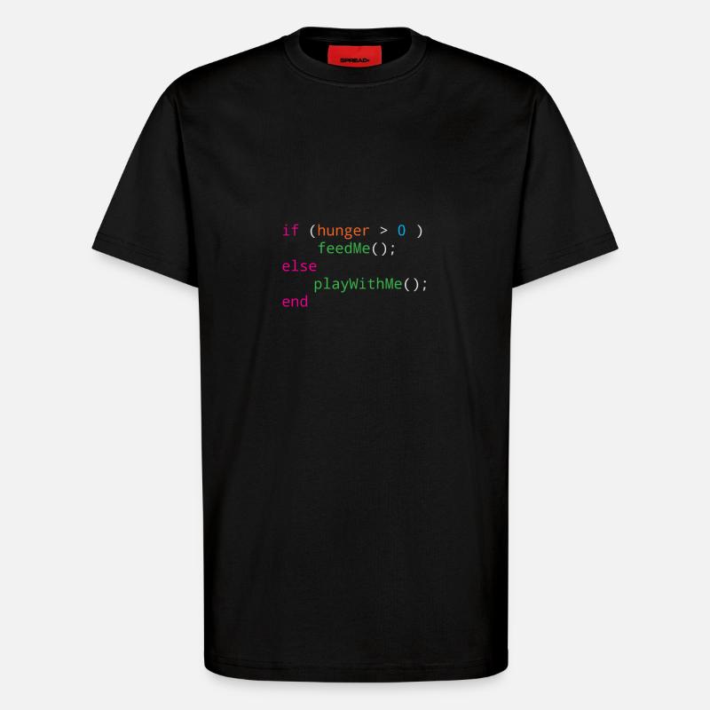 Programmierer Quellcode Hunger oder Spielen - T-Shirt - made by SPREAD - SOLID BLACK