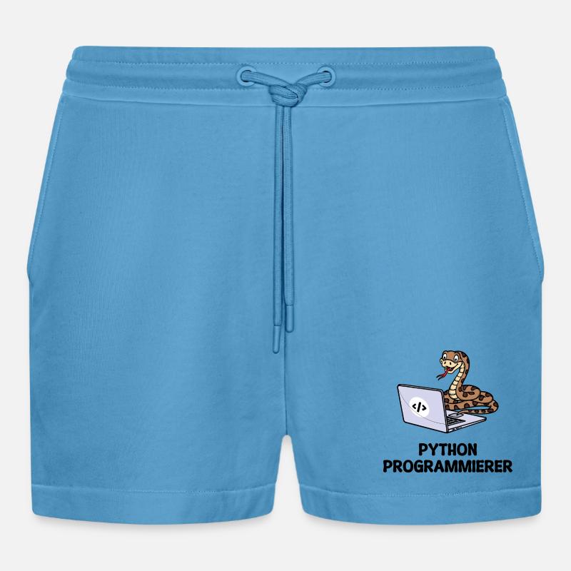 Programmer Computer Code Developer Statement - Organic Relaxed Cropped Shorts Made in EU - Sol Blue