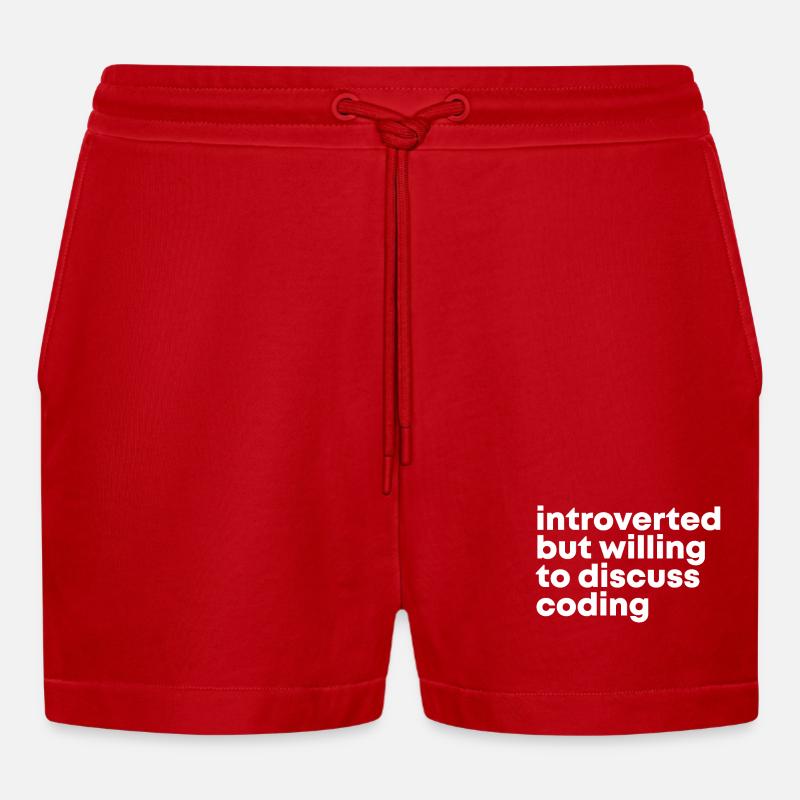 Coding Coding Coding - Organic Relaxed Cropped Shorts Made in EU - red