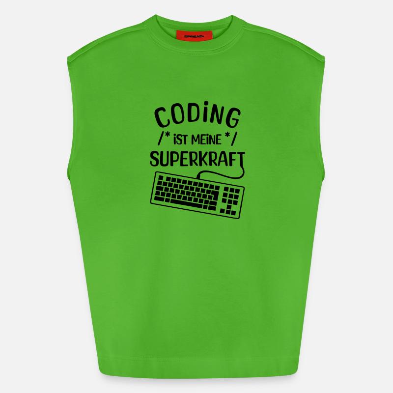 Computer Code Statement Developer Computerfreak - Heavyweight Oversized Organic Tank Top Made in EU - Apple Neon