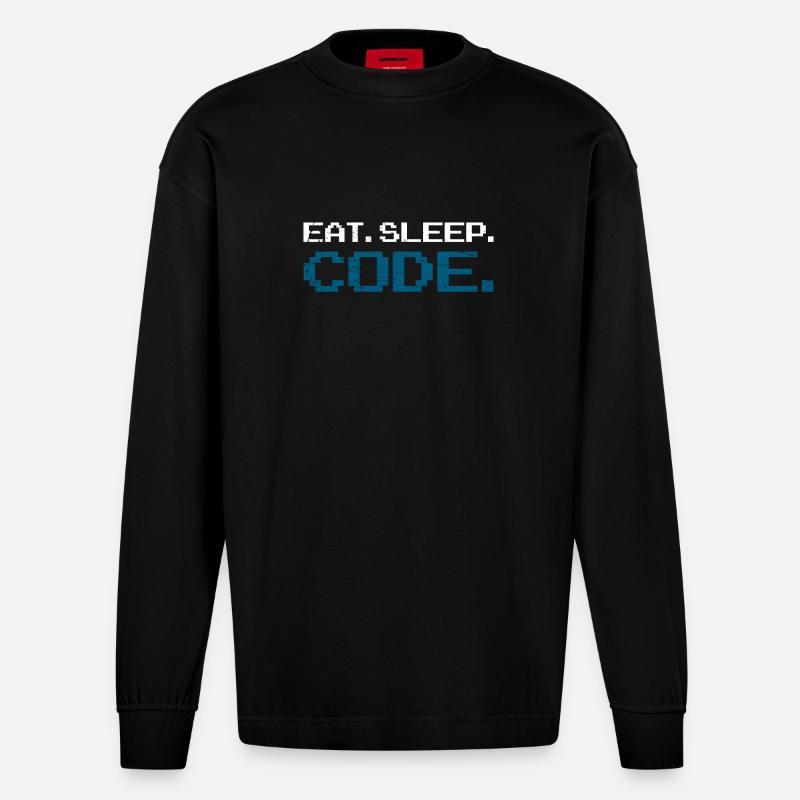 Programming code computer science - Heavyweight Oversized Organic Longsleeve Shirt Made in EU - SOLID BLACK