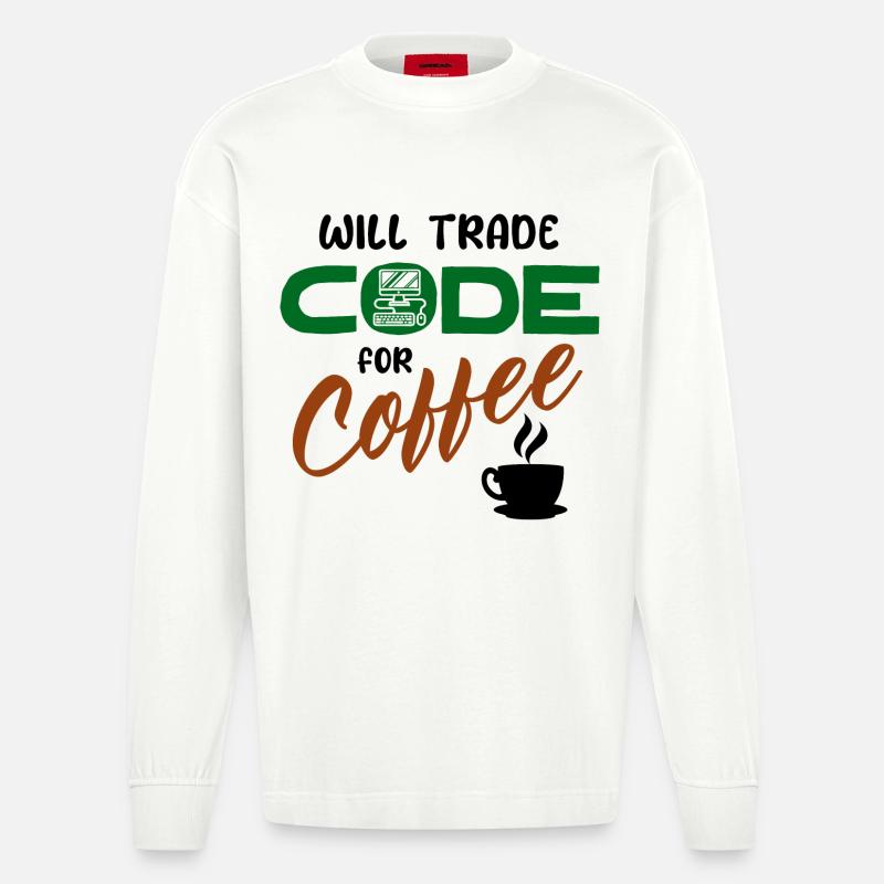 Code Statement Developer Computerfreak Informatik - Heavyweight Oversized Organic Langarmshirt Made in EU - OFF WHITE