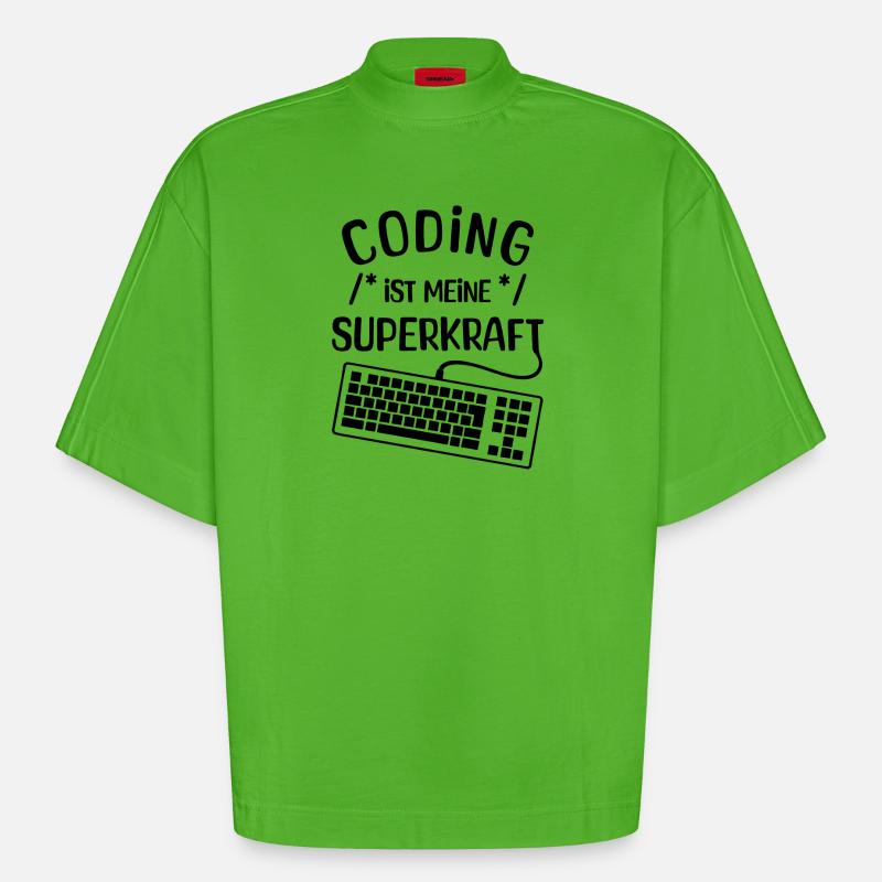 Computer Code Statement Developer Computergeek - Heavyweight Oversized Organic Boxy T-Shirt Made in EU - Apple Neon