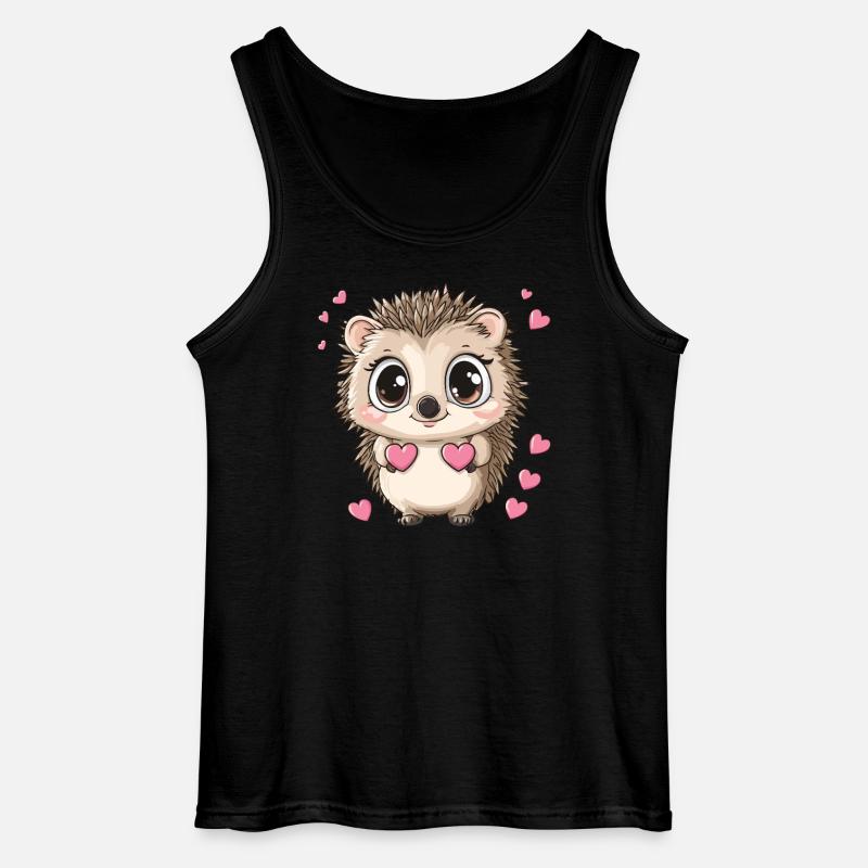 Hedgehog with hearts - Gildan Men’s Tank Top - black