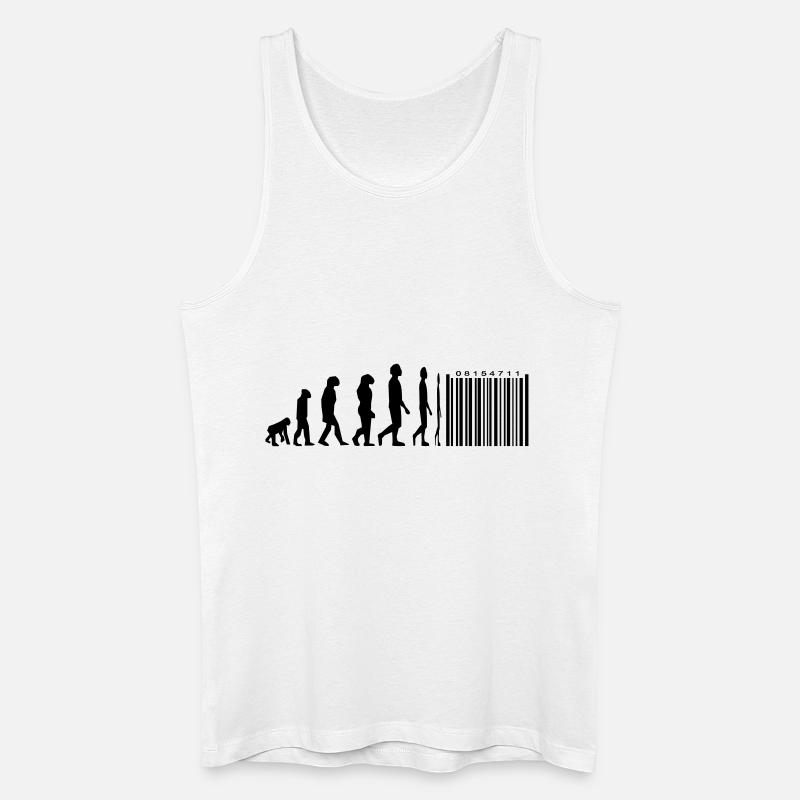 Evolution Strichcode - Männer Bio Tank Top - Weiß