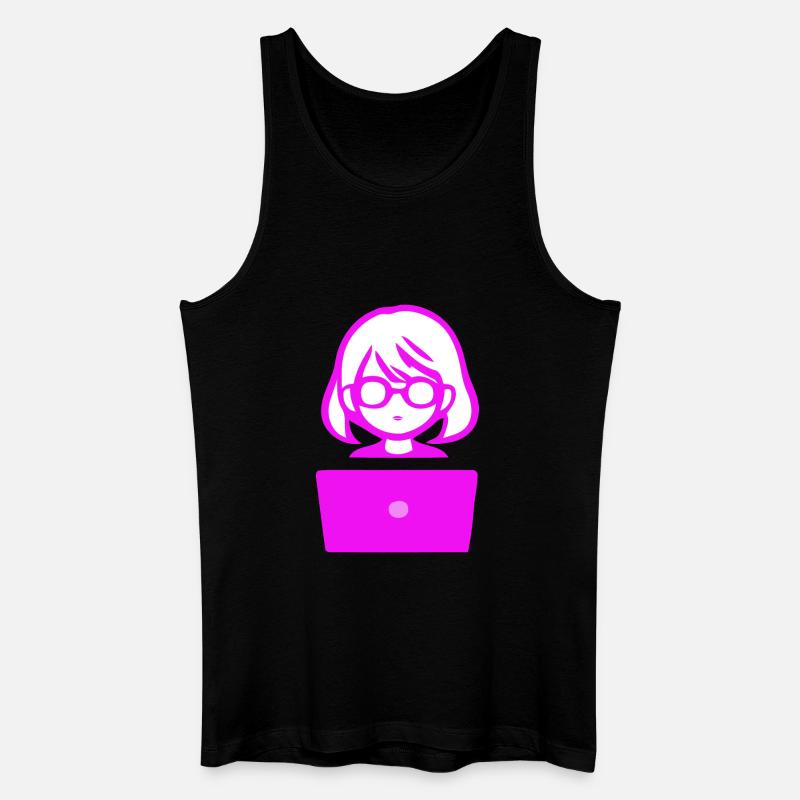Frau mit Computer Programmierer Coder - Männer Bio Tank Top - Schwarz