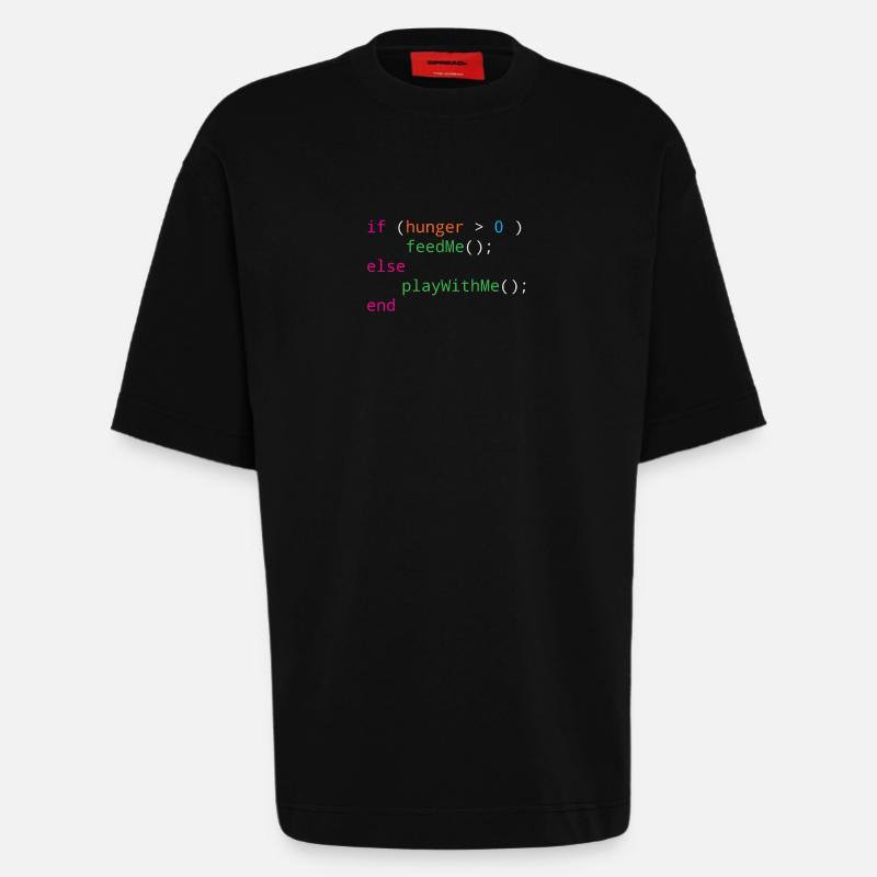Programmierer Quellcode Hunger oder Spielen - Heavyweight T-Shirt - made by SPREAD - SOLID BLACK