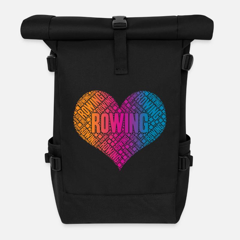 Rowing Rowing Heart - Roll Top Backpack - black