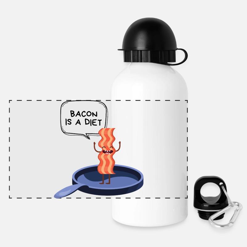 Humor Bacon Diet - Panoramic Thermal Bottle with Lid 500 ml - white