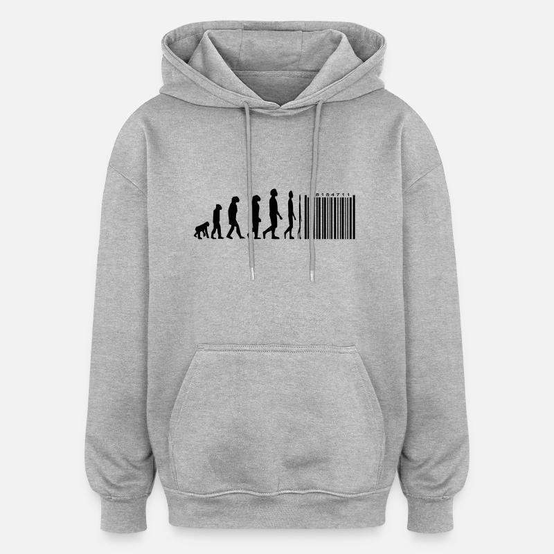 Evolution Strichcode - Oversized Unisex Hoodie - Grau meliert