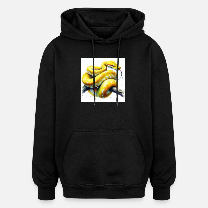 Python jaune - Sweat à capuche oversize unisexe - noir