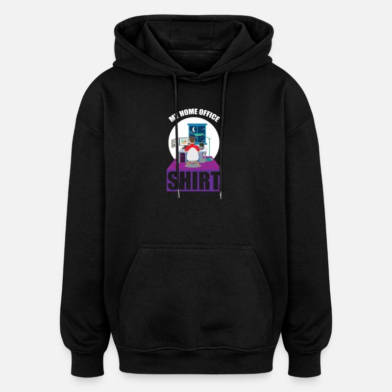 Night Shift Coder Programmer Desk Graphic - Oversized Unisex Hoodie - Schwarz