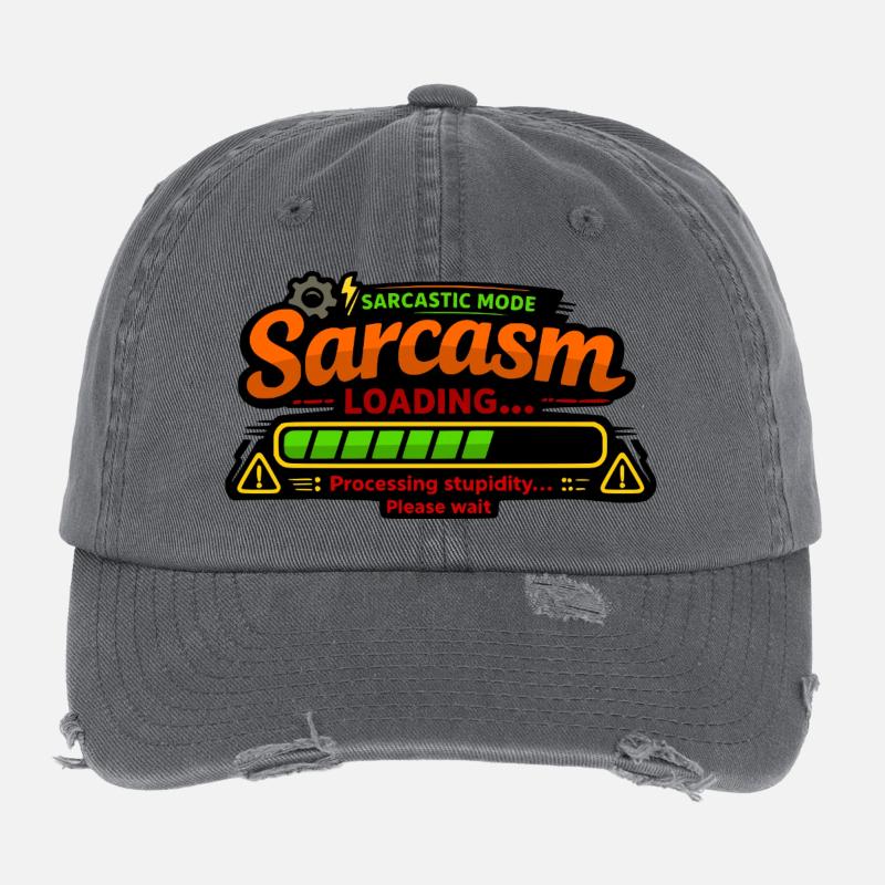 Sarcasm Loading – Processing Stupidity Flexfit Vintage Destroyed Cap