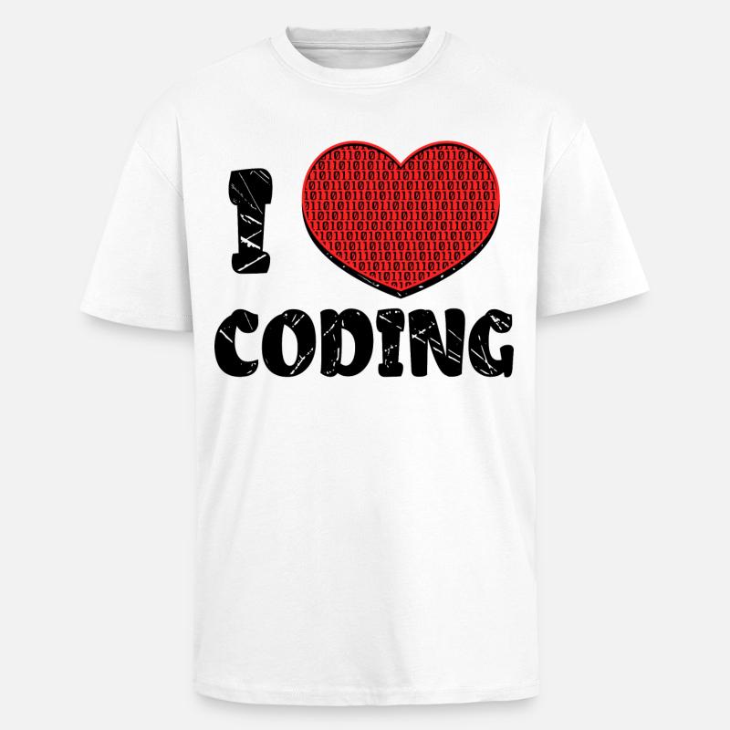 Code Developer Skripting Debug Herz Statement - Oversized Heavyweight Unisex T-Shirt - Weiß