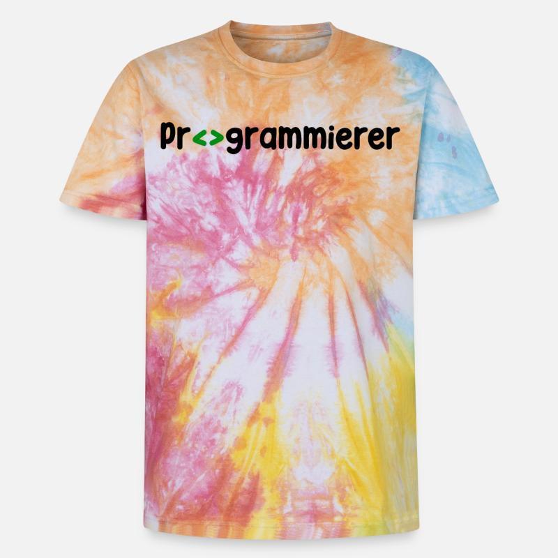 Programmer, Developer, Web Developer, Scripting - Unisex Premium Tie-Dye T-Shirt - Rainbow Spiral