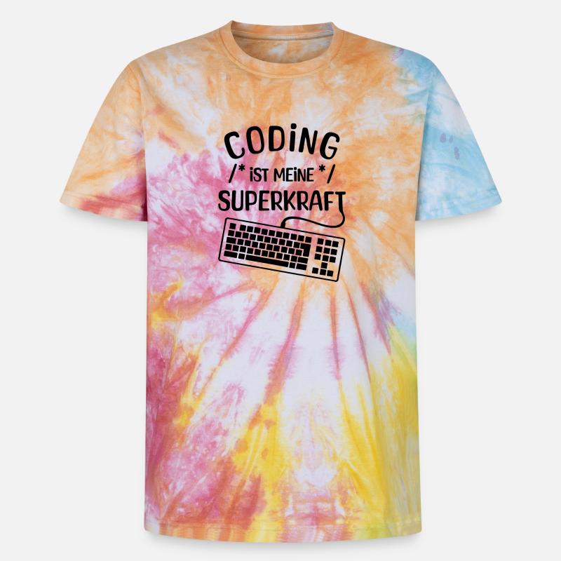 Computer Code Statement Developer Computerfreak - Unisex Premium Tie Dye T-Shirt - Regenbogen-Spirale