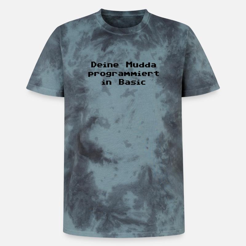 Deine Mudda programmiert in Basic - Unisex Premium Tie Dye T-Shirt - Schwarz/Blau