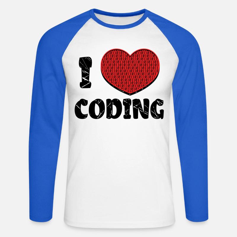 Code Developer Skripting Debug Herz Statement - Unisex Baseballshirt langarm - Weiß/Royalblau