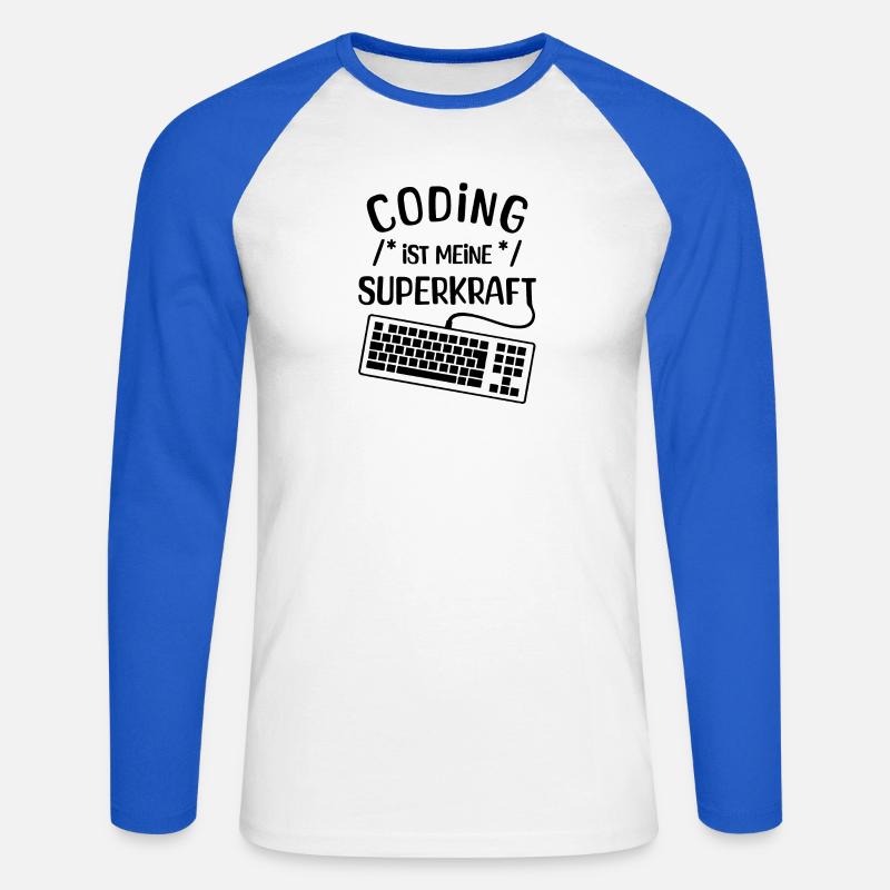 Computer Code Statement Developer Computerfreak - Unisex Baseballshirt langarm - Weiß/Royalblau