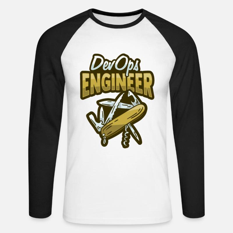 Sys-Admin Developer Devops Engineer - Unisex Long Sleeve Baseball T-Shirt - white/black