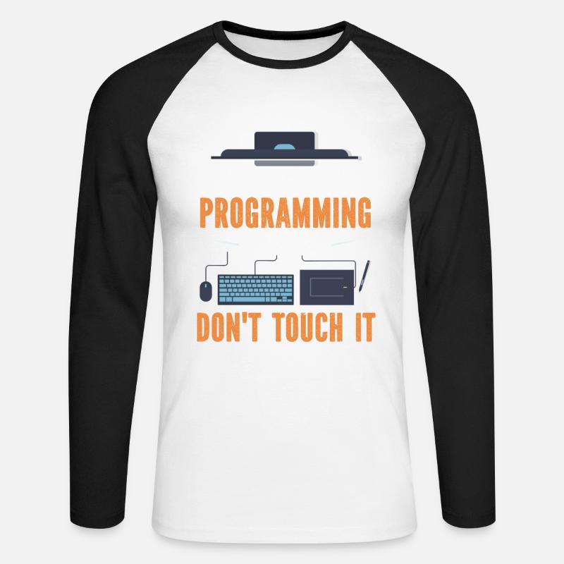 Programmer Programming Code Computer - Unisex Long Sleeve Baseball T-Shirt - white/black
