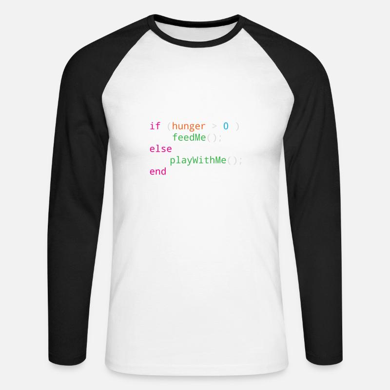 Programmierer Quellcode Hunger oder Spielen - Unisex Baseballshirt langarm - Weiß/Schwarz