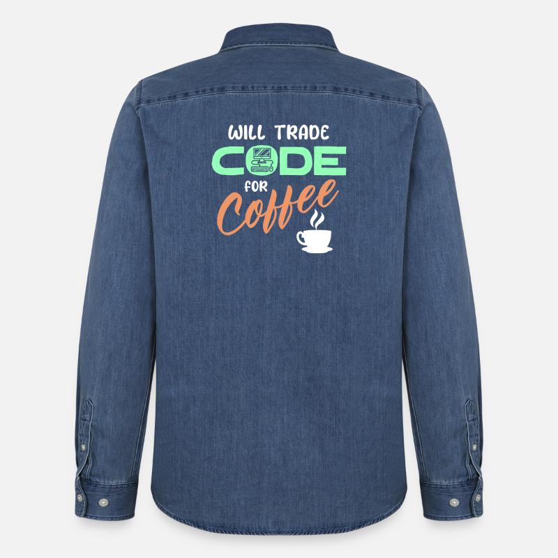 Programmierer Developer Code Statement Computer - Männer Jeanshemd Organic von Stanley/Stella - verwaschenes Mittelblau