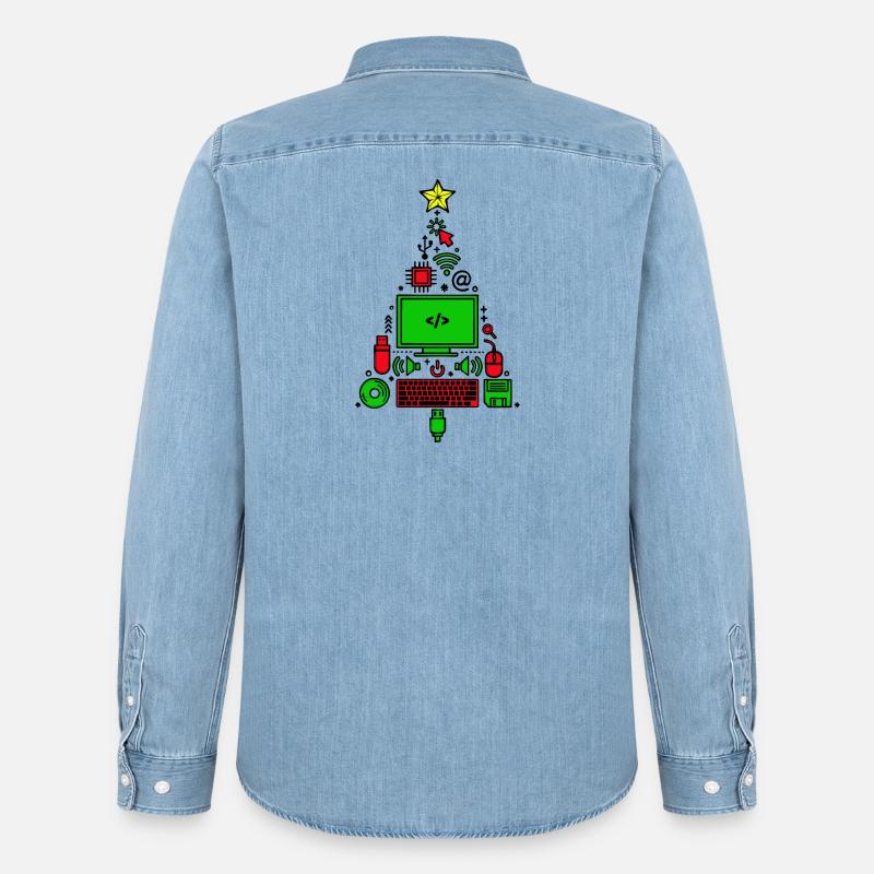 Code Code Débogage Programmeur de script - Chemise en denim homme bio Stanley/Stella - bleu clair délavé