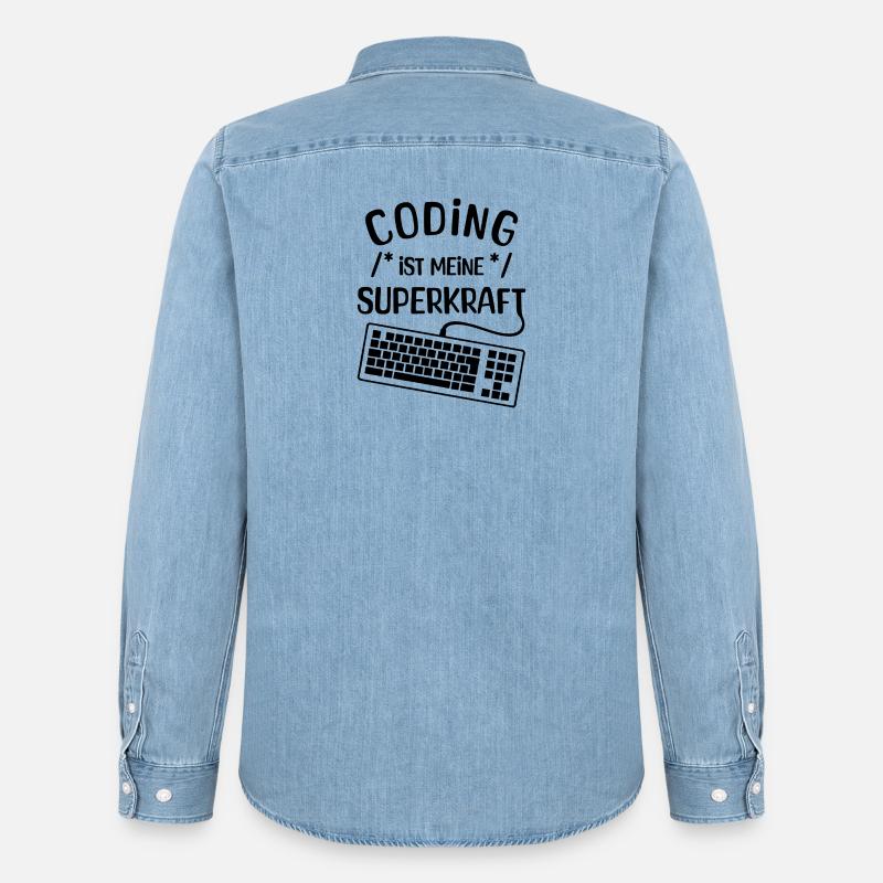 Computer Code Statement Developer Computerfreak - Männer Jeanshemd Organic von Stanley/Stella - verwaschenes Hellblau