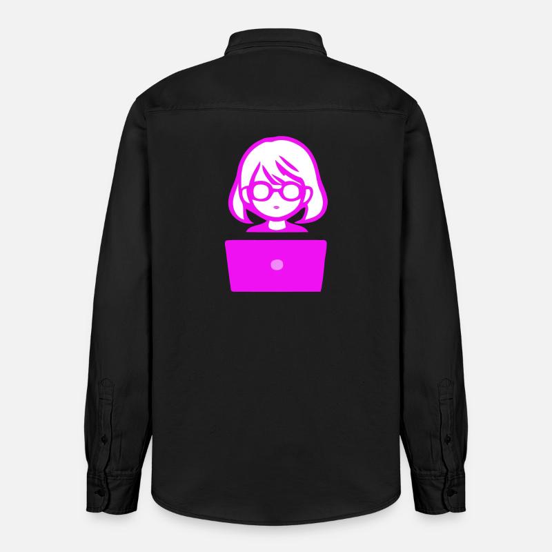 Frau mit Computer Programmierer Coder - Relaxed Fit Unisex Organic Hemd von Stanley/Stella - washed Black