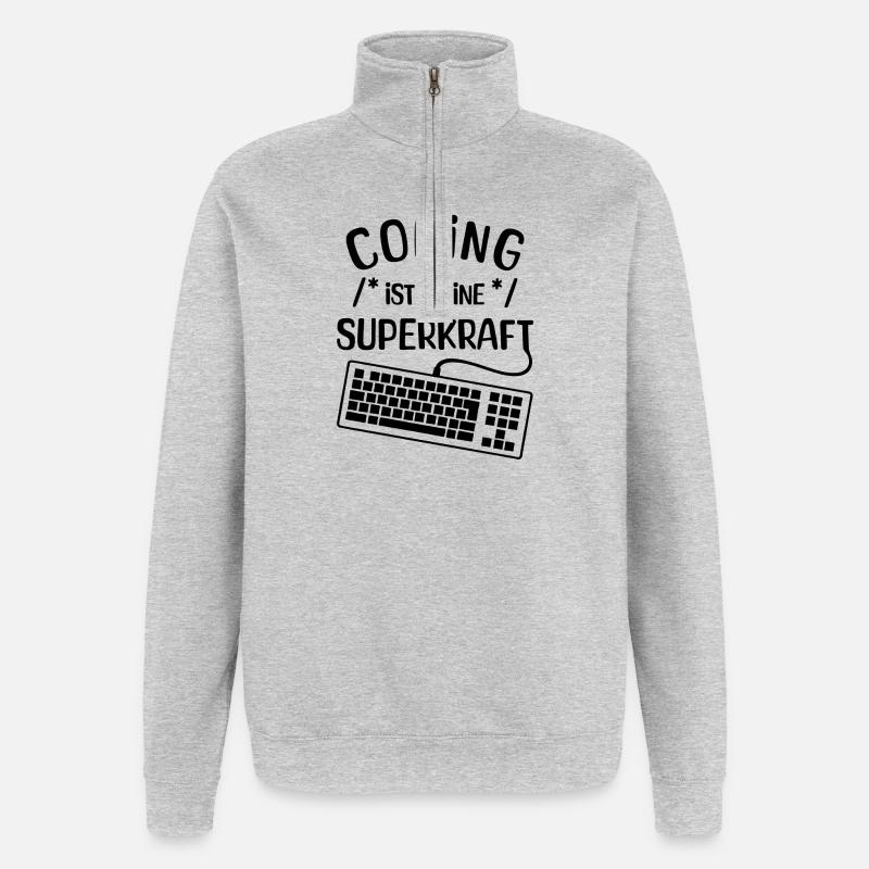 Computer Code Statement Developer Computerfreak - Quarter-Zip-Sweatshirt - Grau meliert