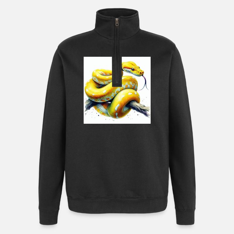 Python jaune - Sweat à zip 1/4 - noir