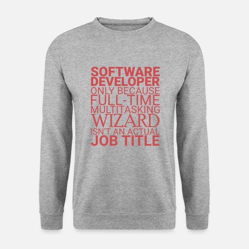 "Software Developer Wizard | Programmierer" - Unisex Pullover - Weißgrau meliert